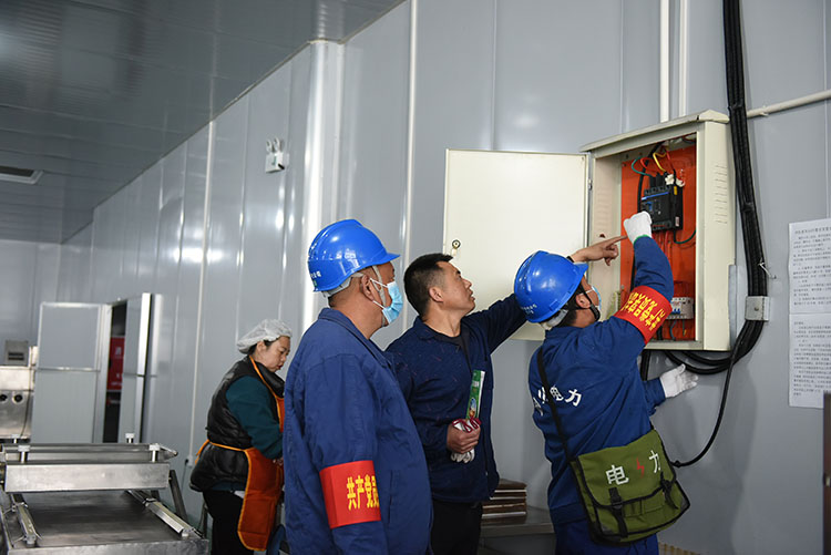 電力工作人員到企業檢修線路。朝天區融媒體中心供圖