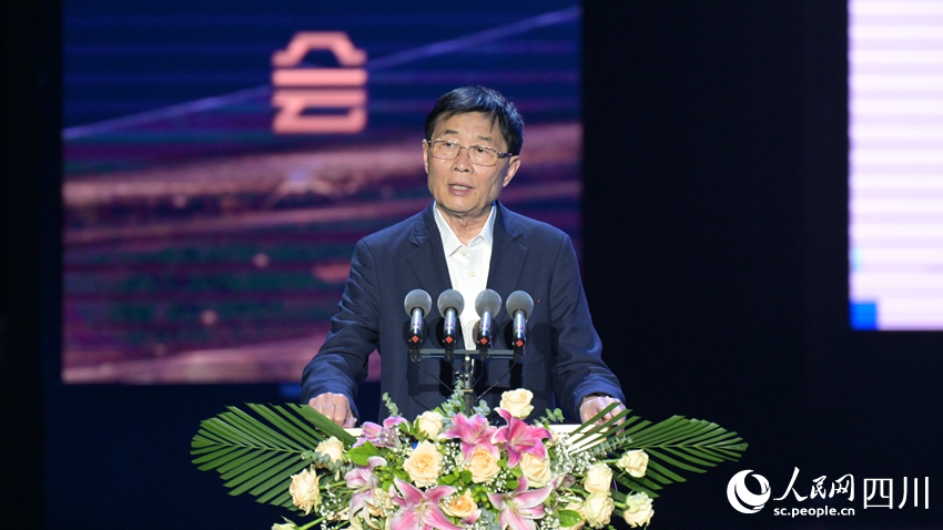 四川電影電視學(xué)院校長羅共和在成渝影視發(fā)展大會上進行主旨演講。人民網(wǎng) 王洪江攝