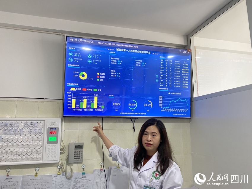 林仿介紹血糖智能管理系統(tǒng)。 實習(xí)生 楊妍冰攝