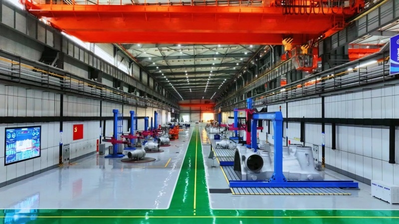 曹天蘭工作的車間——東方汽輪機(jī)國(guó)內(nèi)首個(gè)綠色高效焊接數(shù)字化車間。受訪者供圖