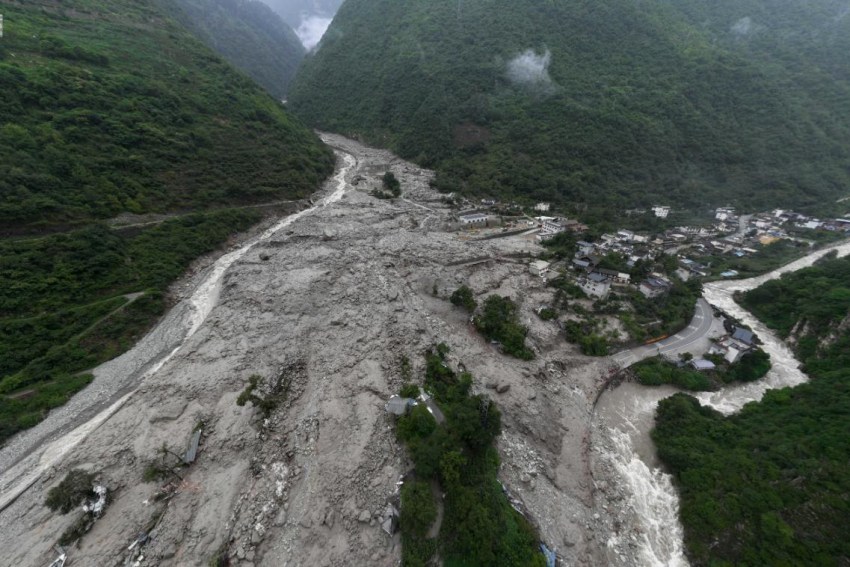 泥石流災(zāi)害受災(zāi)畫面。中國安能集團(tuán)供圖
