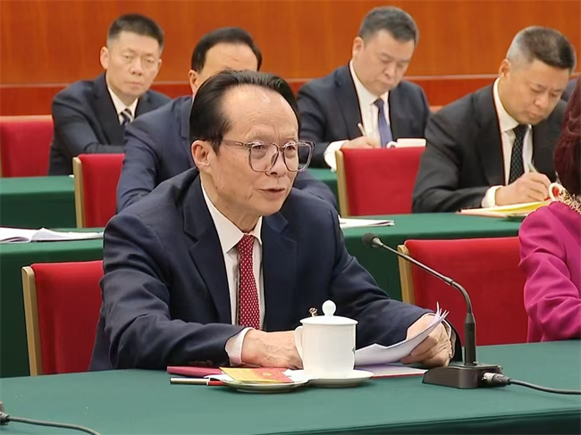 全國人大代表、好醫生藥業集團董事長耿福能在會上發言。好醫生藥業集團供圖