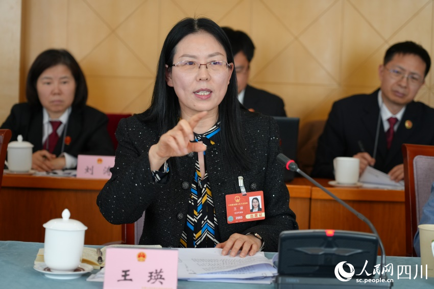 全國人大代表、廣安市副市長王瑛。人民網記者 李平攝