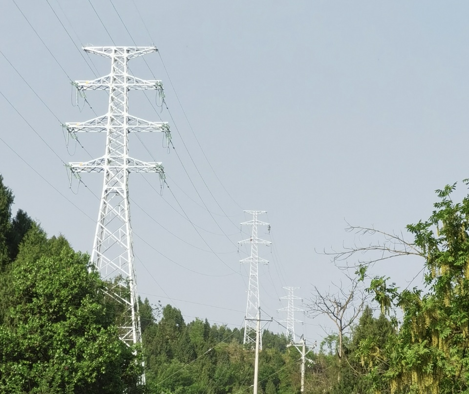 ?綿遂內鐵路全線首條高等級電力線路遷改完成。中鐵一局供圖