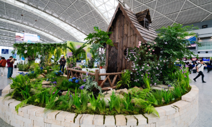 T2航站樓花園景觀。雙流區委宣傳部供圖