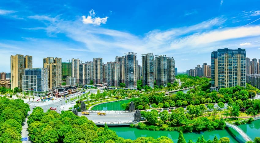 江安公園鳥瞰。溫江區(qū)河長辦供圖