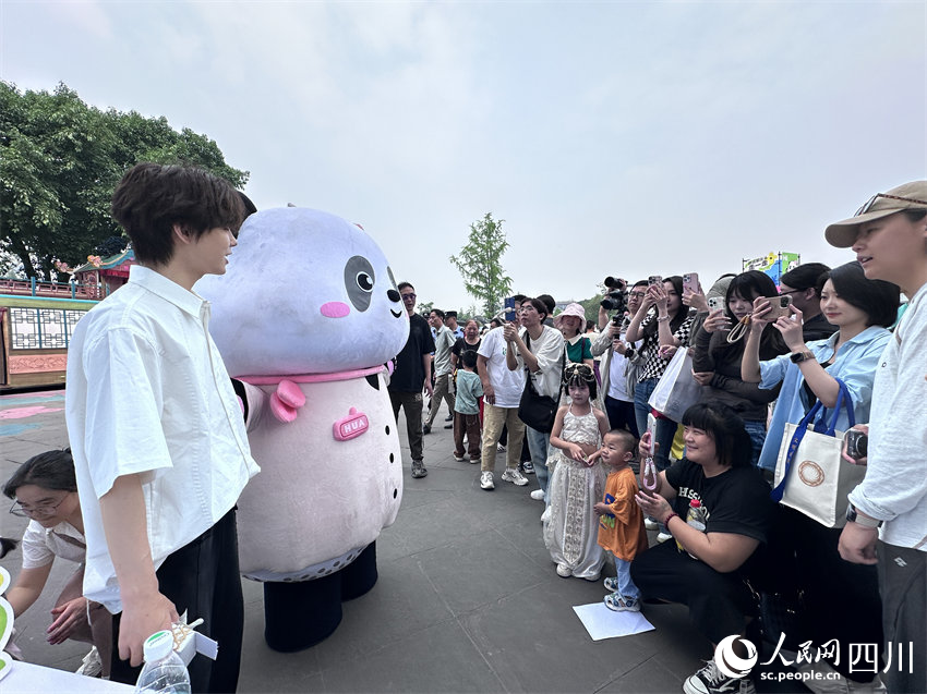 市民游客關注“花局”帶你游成都。人民網記者 王波攝