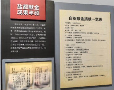 自貢抗日獻(xiàn)金陳列館展陳。自貢市貢井區(qū)地方志辦供圖