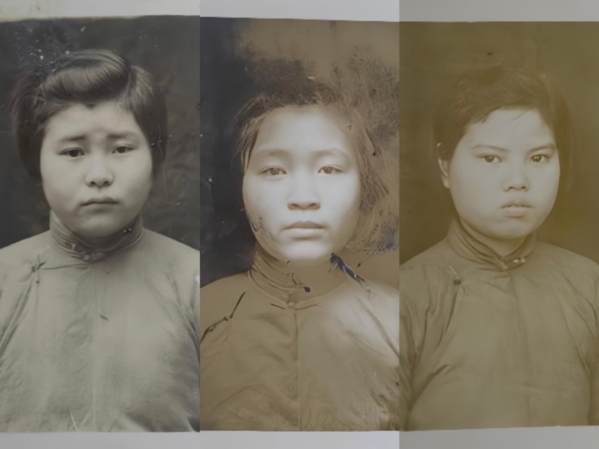 姚志純、鐘開慧、周義容3名學生照片。資中縣檔案館供圖