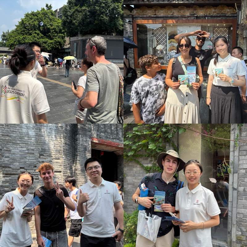 工商銀行世運會外籍來華人員志愿服務(wù)小分隊為游客提供服務(wù)。盧靜供圖